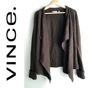 Vince brown alpaca wool cashmere drape cardigan M